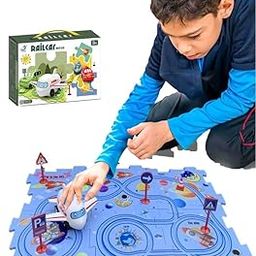 ADKD Rail Car Puzzle Race Track Car Play Set Assembly Educational Toy for Kids- Multicolor (6 Pc Puzzle Track)-21