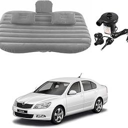 Oshotto Multifunctional Car Travel Bed Mattress with Two Air Pillows, Car Air Pump Compatible with Skoda Laura (Grey)-image-80