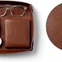 DailyObjects Vegan Leather Tan Desk Tray Organiser | Orb Tan Mouse Pad Extended for Laptop, for PC, and Wireless Mouse, Large Vegan Leather Finish for Home, Office, Gaming - Set of 2(Round)-22