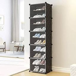 Shoe Rack Portable Shoe Rack Organizer 30 Pair Tower Shelf Storage Cabinet Stand Expandable, Boots, Slippers, 10 Tier Black-picture-10