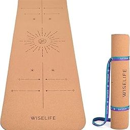 Wiselife Cork & TPE Yoga Mat + Carry Strap | Extra Thick Extra Long Extra Wide Exercise floor Mat For Gym, Workout, Fitness | Natural Rubber Yoga Mat (5MM, Cork Starry Alignment)-image-30