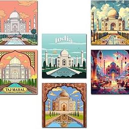 MyTees Multicolor Taj Mahal Souvenir Glossy Finish Unbreakable Rubber Colorful Fridge Magnet Pack of 6. Travel Gifts-image-26