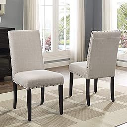 WOOD EMPIRE Upholstered Dining Chairs Wooden Dining Chair Set of 2 Fabric Chair for Living Room Dining Table (Brown)-22