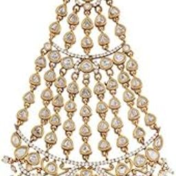 White Victorian Plated Ethnic Kundan Hair Brooch - 426353-image-24