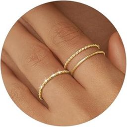 Gold Stackable Rings for Women Non Tarnish, Thin Pinky Statement Wedding Bands Set for Men, Gold Plated Stainless Steel Rings Pack Stacking for Jewelry Gift That Don't Tarnish Size 5/6/7/8/9/10-image-52