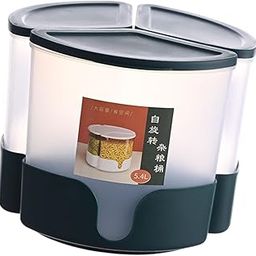 FABLOFT® Sealed Rice Box 3 Grids Household Rice Storage Tank for Fruits Barley Cereal Green-image-88