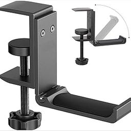 Foldable Headphone Stand Hanger Holder Under Desk Save Space Metal Headphone Headset Holder for Universal Headphones PS4 PC Headsets, Universal Fit Gaming PC Accessories, Black-32