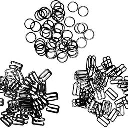 FABLOFT® 300pcs 3 Style Black Metal Bra Lingerie Strap Sewing Clip Slider 10mm 12mm-image-17