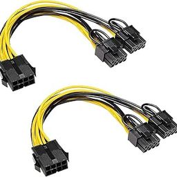 PARUHT 2-Pack 8 Pin to Dual PCIE 8 Pin (6+2) Graphic Card Express Power Supply Adapter GPU Y-Splitter, Black, Yellow C8PTD8PY-2-10
