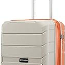 Cascade Hard-Sided PP 55 Cm Cabin Luggage Suitcase | Expandeble Space with 8 Wheels Trolley Bags for Travel |Lightweight with Combination Lock|5 Year Warranty (Timberwolf Grey/Burnt Orange)-55