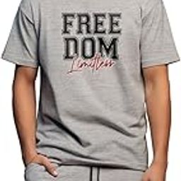 Men's Cotton Co-ord Set – “FREEDOM LIMITLESS” Printed T-Shirt & Shorts | Casual Summer Tracksuit | Grey Loungewear-picture-19