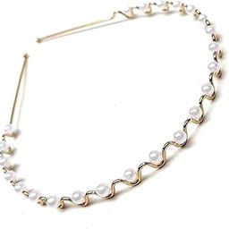 MOOLYAVAAN PRODUCTS Pearl Beads Hairband Studded Silver White Metal Headband Hair Accessories for Women and Girls (Pack of 1)-image-81