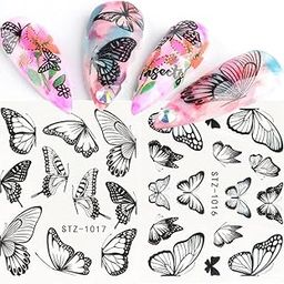 HEAVENGLOW 3D Butterfly Nail Glitter Sequins Butterfly Nail Art Stickers Water Decals-image-3