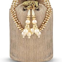 Potli | Polyester Wedding Potli | Beads Handle Potli | Wallet Potli for Woman | Christmas Gift Potli | Metallic Shining Potli | Baby Shower Potli | Golden-22