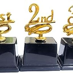 Trophy Awards Set with Gold Finish, 1st 2nd 3rd Place Trophies, Black Base, Competition Recognition-image-26