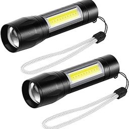 CoaTaco Aluminum LED Flashlight Rechargeable Handheld Tactical Flash Light with Cob Lamp and USB Port (Pack of 2 | Black)-18