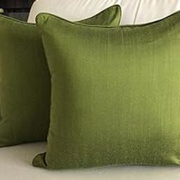 TARA- Sparkling Homes Reversible Premium Solid Plain Cushion Cover 16x16 inches Set of 2 in Cotton Silk (16 x 16 Inches, Olive Green)-image-83