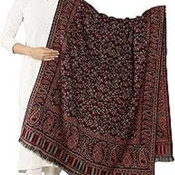 Ravaiyaa - Attitude is everything Beautiful Kashmiri Jamawar Paisley & Floral Shawl, Women's Winter Wool Shawl, Soft and Warm Wrap (Black)-picture-23