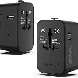 Softy 45W Dual Type-C Universal Travel Adapter with Type C,4in1 Universal Adapter Plug, Travel Essentials Accessories with 1 USB, 2 USB-C,Adapter for Phone, Laptop, Mobile,Tablet SC-04 (Black)-3