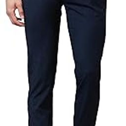 Men's Poly Viscose Blend Solid Pattern Slim Fit Flat Front Formal Trouser-picture-1