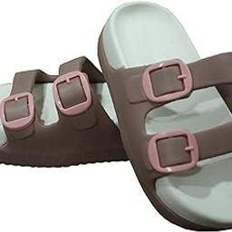 Sliders for Women/Girls Platform Sandals | Lightweight & Stylish Cushioned Rubber Flats Slides | Open Toe Comfortable, Anti-Skid, Waterproof Flip Flops Slipper-image-5