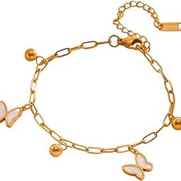 Gold Plated Stainless Steel Anti Tarnish Waterproof Stylish Butterfly Single Anklet For Girls and Womens (Onesize)-2