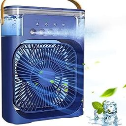Drumstone 𝟏𝟓 𝐘𝐞𝐚𝐫𝐬 𝐖𝐚𝐫𝐫𝐚𝐧𝐭𝐲 Mini Air Cooler, Portable Air Conditioner Fan with 3 Wind Speeds & Spray Modes, Personal Desk Cooler, Adjustable Timer, LED Light 𝐁𝐥𝐮𝐞-22