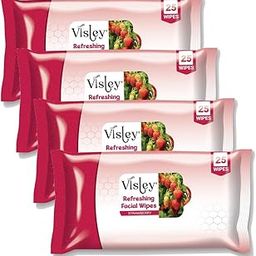 Visley Daily Cleansing Facial Wipes 25N Each -Pack of 4 |Wet Wipes for Face with STRAWBERRY|Makeup Remover Wipes|Hydrating,Refreshing, Soothing-image-28