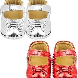 6 To 12 Months Baby Girls Set of 2 Pair Synthetic Leather Sandal Booties (Silver,Red) -BT1212andBT1214-image-71