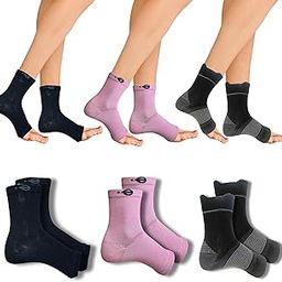 Ecosync Open Toe Bamboo Cotton Neuropathy Compression Socks - Combo Pack of 3 (Black + Baby Pink + Charcoal), Moisture-Wicking, Pain Relief, Seamless, Anti-Bacterial, Eco-Friendly, Unisex.-image-83