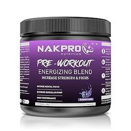 Nakpro Pre Workout Supplement Powder - JAR | 100mg Caffeine, 1.2g Creatine Monohydrate and 1.2g L-Citrulline | 50 per servings, Helps in Lean Muscle Building (Blueberry, 250g)-16