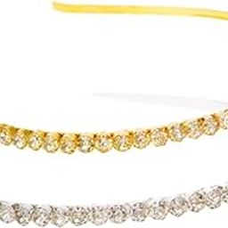 2 Pcs Stylish Diamond Crystal Rhinestone Gold Silver Celebrity Wedding Party Headband Hair Accessories Hairband for Women and Girls | Perfect for Bridal, Party, and Festive Occasions-image-24