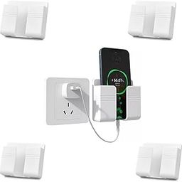Wall Mounted Mobile Holder Storage Case for Remote Wall Mounted Mobile Stand/Multi Purpose Stand with Hole for Phone Charging - Pack of 5 (White)-10