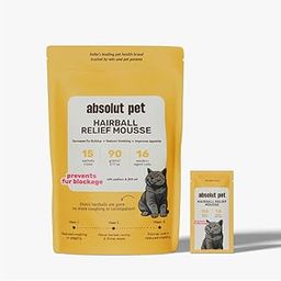 Absolut Pet Cat Supplement for Hair Ball Relief, Creamy Treats That Reduce Hairball Formation with Fish Oil & Psyllium (15 Sachets)-image-88