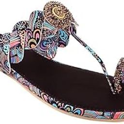 Women's Ethnic Flats with Embellished Detailing Traditional Slip-On Slippers, Multicolour-image-84