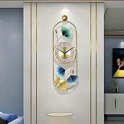 DSH Metal Hanging Handmade Wall Clock Multicolor Ticking Sound for Bedroom Drawing Room Hall Dining Room Metal Wall Hanging (Clock Oval)-24