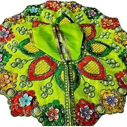 Laddu Gopal Dress in Soft Silk Poshak Bal Gopal l Kanha Ji Thakur Ji Heavy Dresses for Krishna Janmashtami Beautiful Green Poshak Size No. 4-image-64