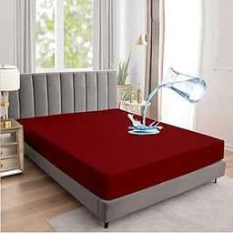 linenaffairs Waterproof Soft Terry Cotton Mattress Protector/Breathable Elastic Fitted Style/Bed Cover Single 30"X75"/ 2.5ft X 6.25ft /76 x190 cm,Burgundy-image-29