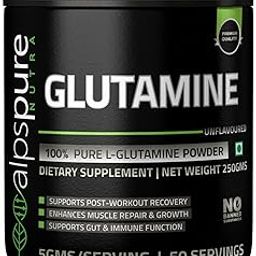 Alpspure Nutra 100% Pure Glutamine Powder (250 G) Unflavoured | Post Workout Supplement for Muscle Growth & Recovery | Sports & Fitness Nutrition for Men & Women | L-Glutamine | Amino acid-image-68