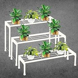 IRON LANDS Elegance 3 Step Pot Stand Premium 65 cm Heavy Duty Indoor Outdoor Multiple Flower Pot Holder Shelf Planter Display for Patio Garden Balcony Home Decor (Elegance 3 Step - White)-image-19