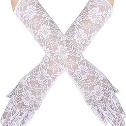 Ladies Full Finger Bridal Lace Gloves - Long Floral for Women-image-24