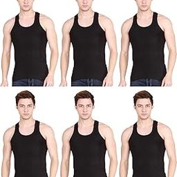 Men's Cotton Plain/Solid Scoop Neck Sleeveless Vest - Pack of 6 (Parka-RN)-image-35