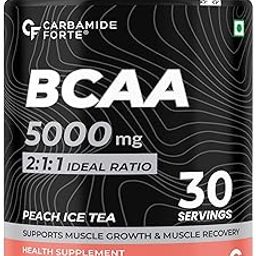 Carbamide Forte BCAA Powder 5000mg | BCAA Supplement For Women & Men Muscle Growth | BCAA Pre Workout & BCAA Intra Workout Supplement For Muscle Recovery | BCAA For Men | BCAA Supplements For Men & Women 7g Serving with Ideal 2:1:1 Ratio | BCAA Peach Ice Tea Flavour - 210g Powder-image-76