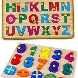 PopPlop Combo Wooden Learning Educational Board Alphabets, 0To9 Numbers Counting Puzzle, For Kid-17