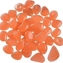 UJEAVETTE 50Pcs Luminous Stones Pebbles Decorative Decor Glow in The Dark Rocks Light Orange-image-14