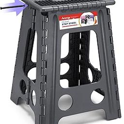 ACSTEP 17.5 Inch Folding Step Stool for Adults and Kids, Non-Slip Plastic Foldable Stepping Stool, Collapsible Folding Stool with Handle Holds Up to 400lbs for Kitchen, Dot Grey (1 Pack)-19