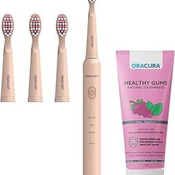 ORACURA® SB200 Peach Smart Sonic Toothbrush + Healthy Gums Natural Toothpaste (Grapes) | With 3 Brush Heads-32