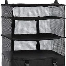 Hanging Packing Cubes Portable Travel Closet Collapsible Compression Clothes Organizer with Built in Shelves for Carry-on Luggage Suitcase Wardrobe X-Large_17.1 * 11.8 * 24.4 in, Black-picture-9
