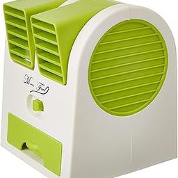 HELLYPO Portable Mini Cooler USB and Battery Operated Working Time 1.5 Hrs Water Air Cooler Cooling Fan Dual Blower with Ice tray Chamber Fan for kids, Travel, Office, Kitchen (Multicolour)-1