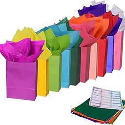 Suffix Retail ® - (Pack of 20) Multi Colored Paper Bags for Return Gifts with Gift Tissue Paper | Return Gift Bags for Kids Birthday | Gift Bags Medium Size(12X8.7X3 inches)-90